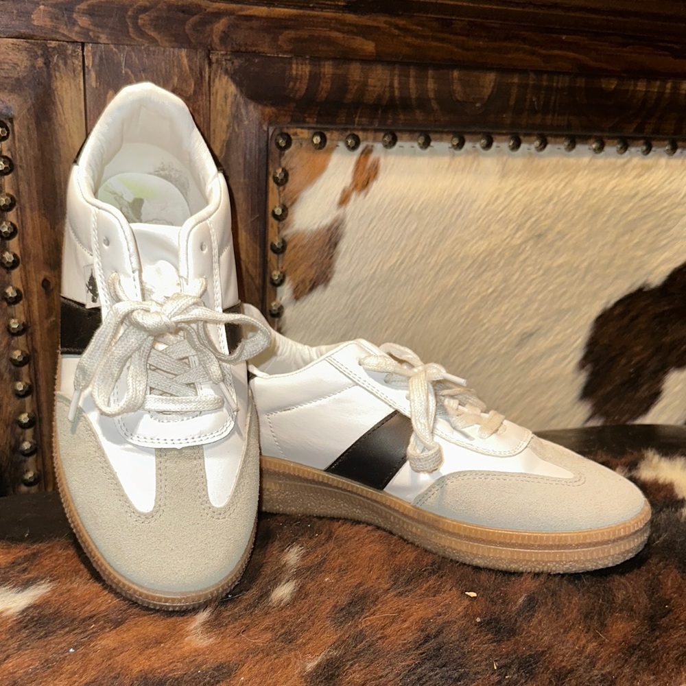 Stylish White and Black Sneakers
